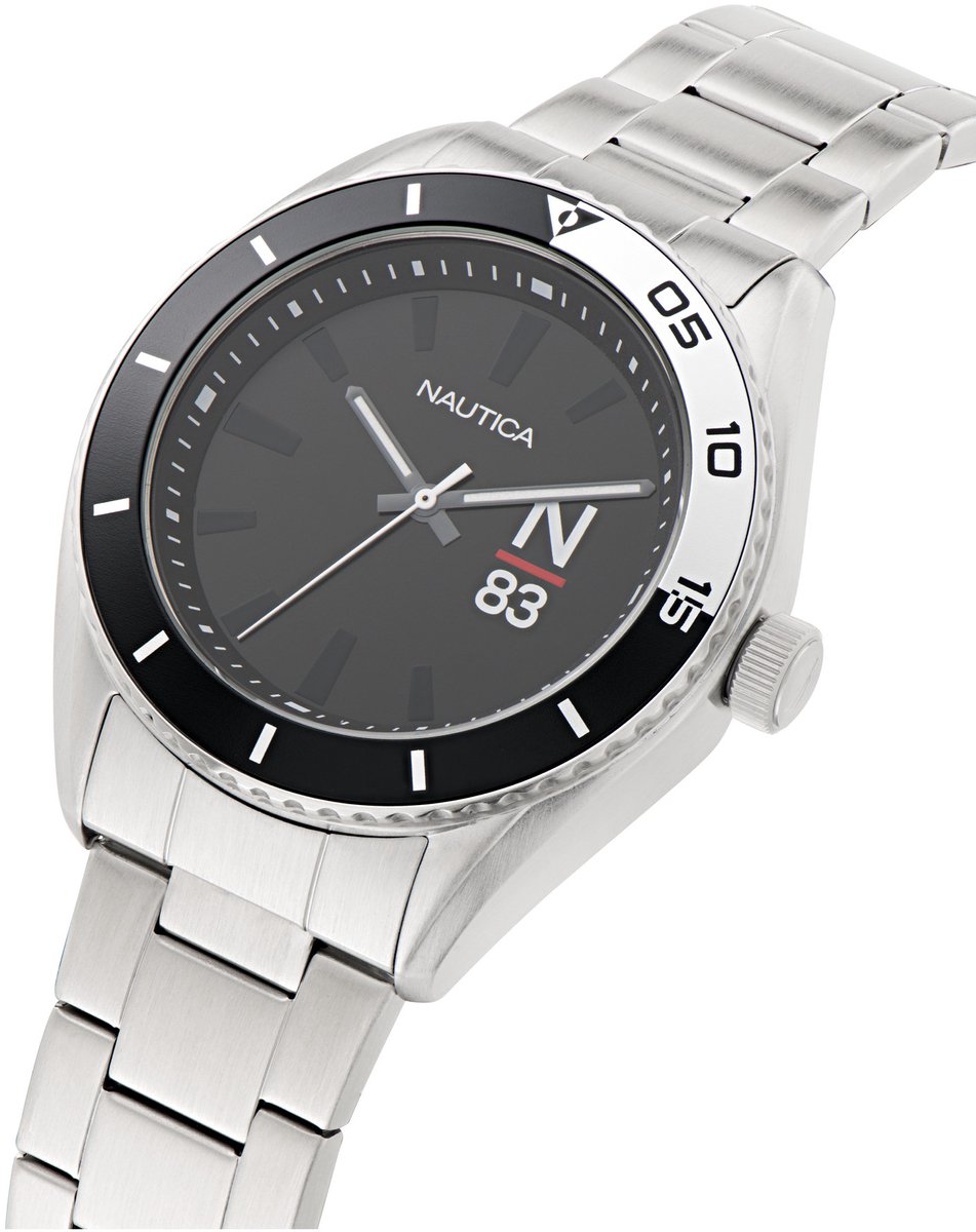Nautica Finn World Analoog Horloge Zilveren Toon Case: 100% Stainless Steel | Armband: 100% Stainless Steel 44 NAPFWF309