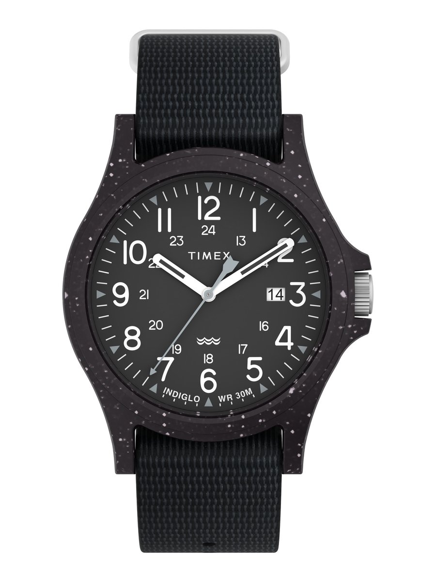 Timex Allied Kwarts Analoog Horloge Zwart Case: 100% Recycled Plastic | Armband: 100% Fabric 40 TW2V81800YH, TW2V81900YH