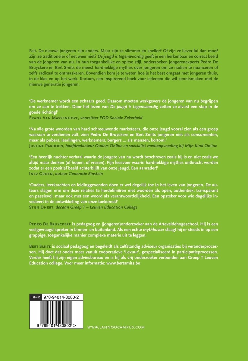 De jeugd is tegenwoordig - back cover