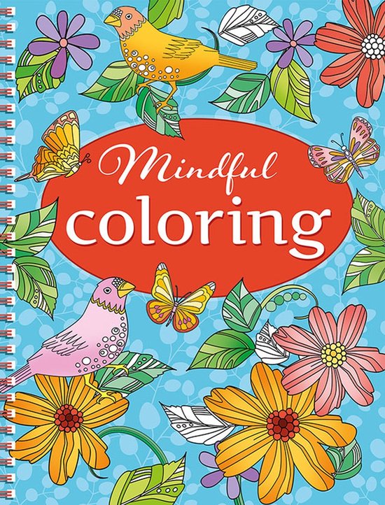 Voorkant van Deltas Mindful coloring kleurboek met vogels, vlinders en bloemen op een lichtblauwe achtergrond.
