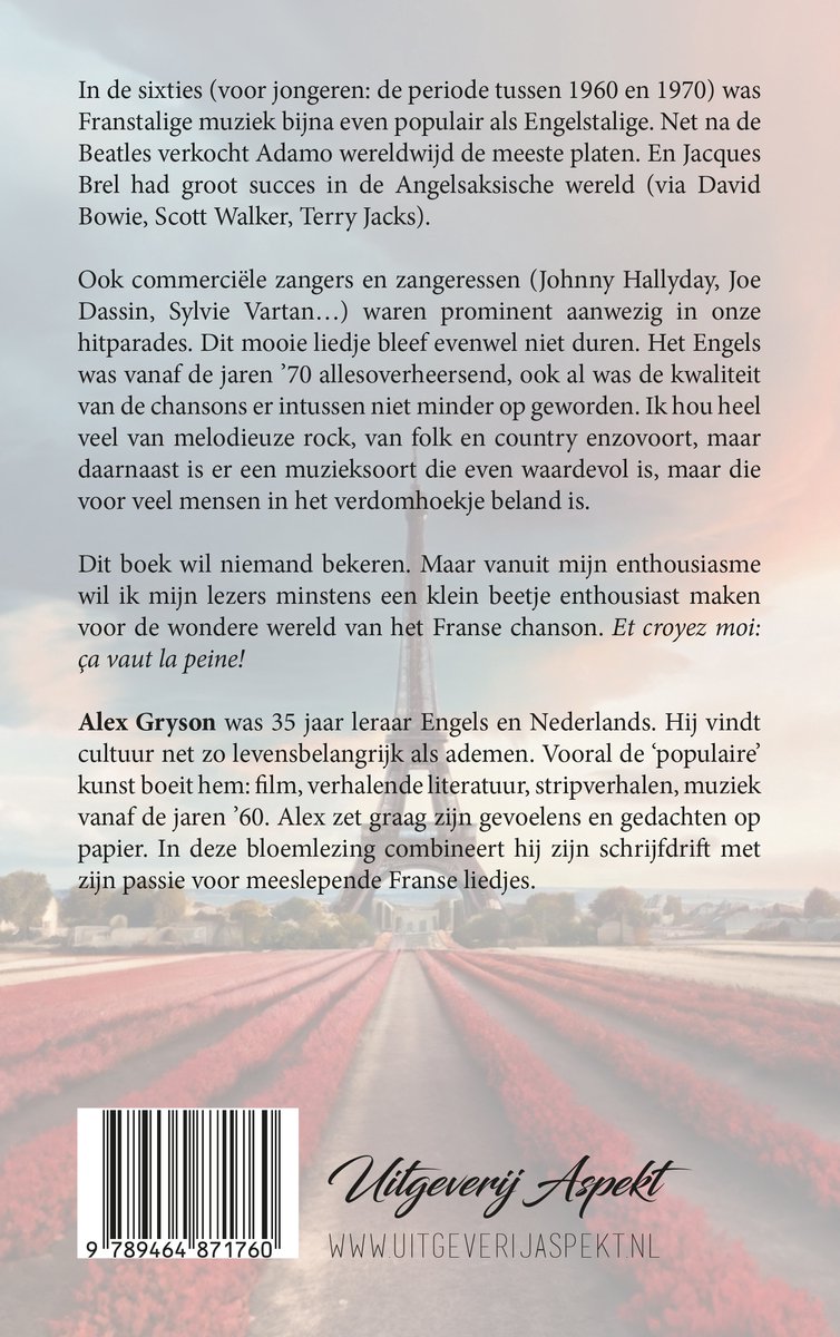 Boekomslag met barcode, 'Uitgeverij Aspekt' en website.