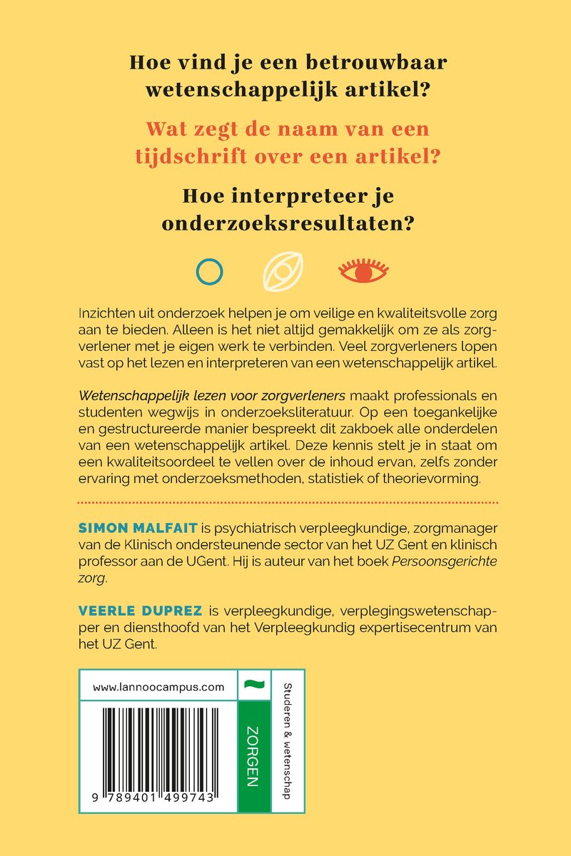 Wetenschappelijk lezen voor zorgverleners - back cover