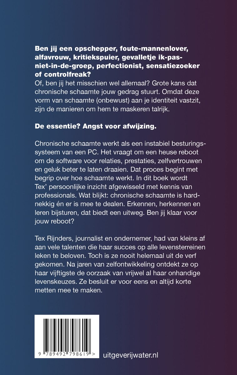 Uit schaamte - back cover