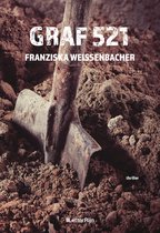 Een verroeste spade die in een hoop bruine aarde steekt. De titel 'GRAF 521' staat erboven.