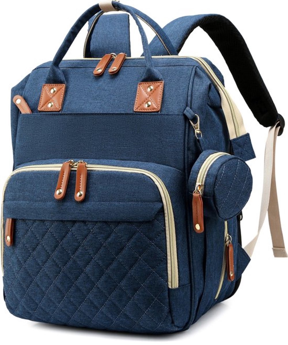 Gran Vida® - Luiertas Rugzak - Uitvouwbaar tot Verschoonmat - Waterdicht - Grote Capaciteit - Ergonomisch Comfort - Blauw