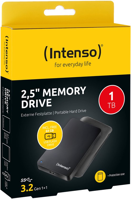 (Intenso) Memory Drive BONUSPACK - 1TB HDD + 64GB USB-stick van Intenso — afbeelding 5