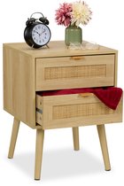 table de chevet - 2 tiroirs aspect rotin - 55 x 40 x 41,5 cm - sur pieds