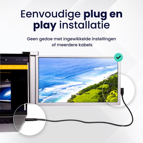 Écran Extra pour ordinateur portable Horivue - 14,1 pouces - Full HD - Avec Enceintes - Moniteur portable - Extension d'écran pour ordinateur portable portable - Convient aux Ordinateurs portables de 14 à 17 pouces