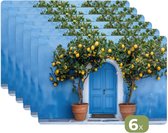 Sets de table - 6 pièces - 45x30 cm - Set de table en plastique - Citronniers - Jaune - Porte - Pots - Dessous de plat - Décoration de table - Accessoires de décoration de table de cuisine