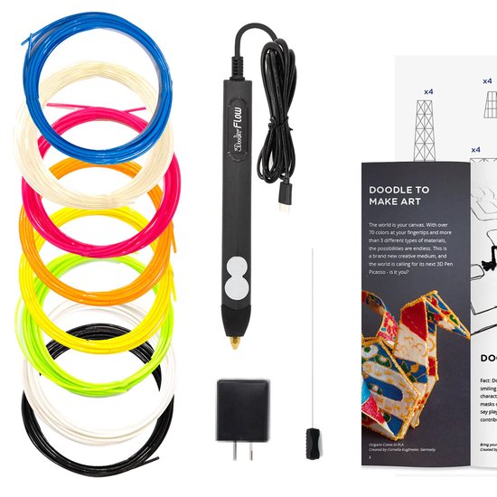 3Doodler Flow 3D Pen Set incl. 8 kleuren filament en