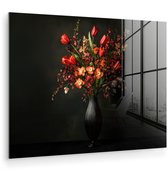 MuchoWow® Glasschilderij 160x120 cm - Schilderij acrylglas - Bloemen - Takken - Boeket - Foto op glas - Muurdecoratie woonkamer - Wanddecoratie slaapkamer - Schilderijen