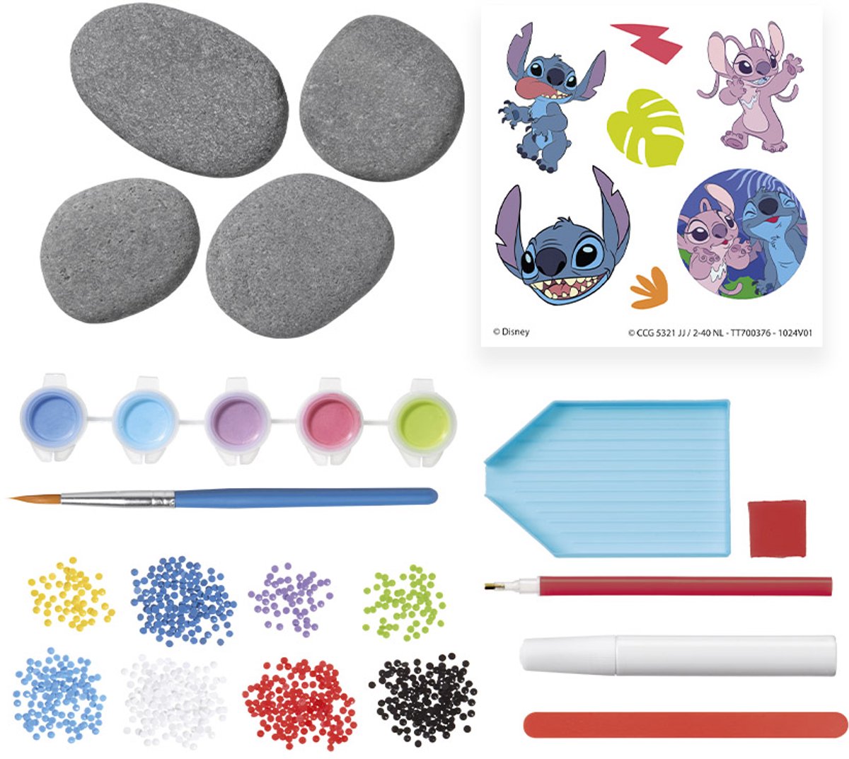 Disney Stitch Totum knutselset - stenen versieren met Stitch afwrijfplaatjes en 400+ glinstersteentjes - rock art creatief speelgoed knutselen meisjes en jongens vanaf 5 jaar cadeau tip — afbeelding 6