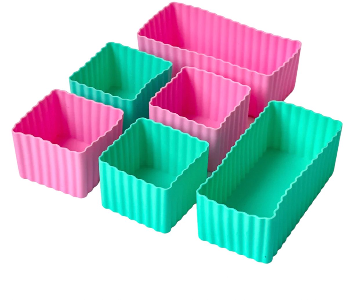 Yumbox set van 6 siliconen bakjes - roze/aqua