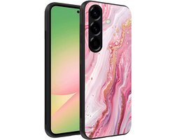 Smartphonica Telefoonhoesje Geschikt voor Samsung Galaxy A56 met marmer opdruk - TPU backcover case marble design - Roze geschikt voor Samsung Galaxy A56