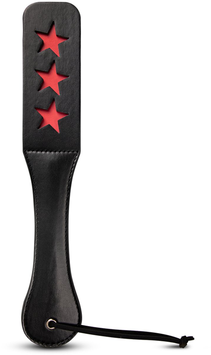 Luxe BDSM Paddle met Sterren – Zwart/Rood – PU Leer – Spanking Accessoire voor Koppels