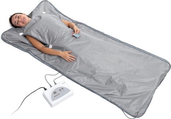 Thuys – Infrarood Deken – Sauna Deken – Elektrisch Deken – Verwarmd – Oplaadbaar – Stijlvol Design – 180cm Lang – Grijs