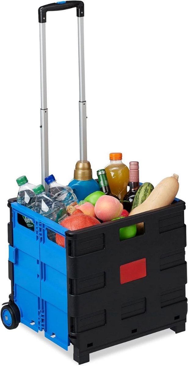 GTB® Winkeltrolley - Trolley - Boodschappentrolleys - Blauw - 37cm x 46cm x 98cm