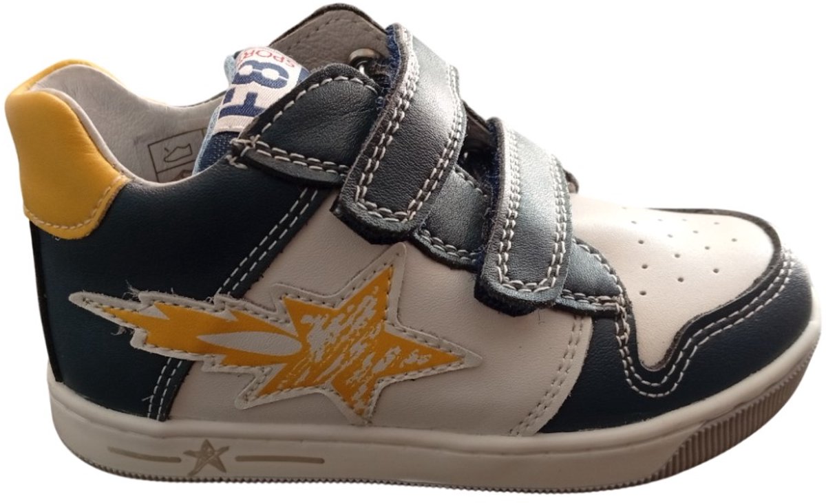 Falcotto - Frankie - Mt 26 - velcro's lederen sneakers - vlammen - navy/wit - old school