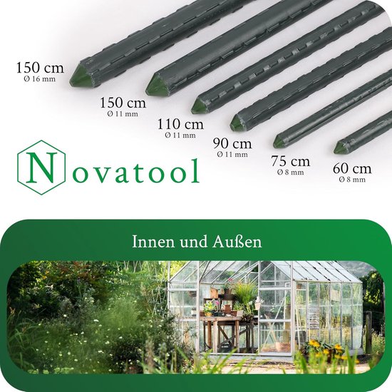 10x stuks plantenstokken - tonkinstokken donkergroen 90 cm - metaal
