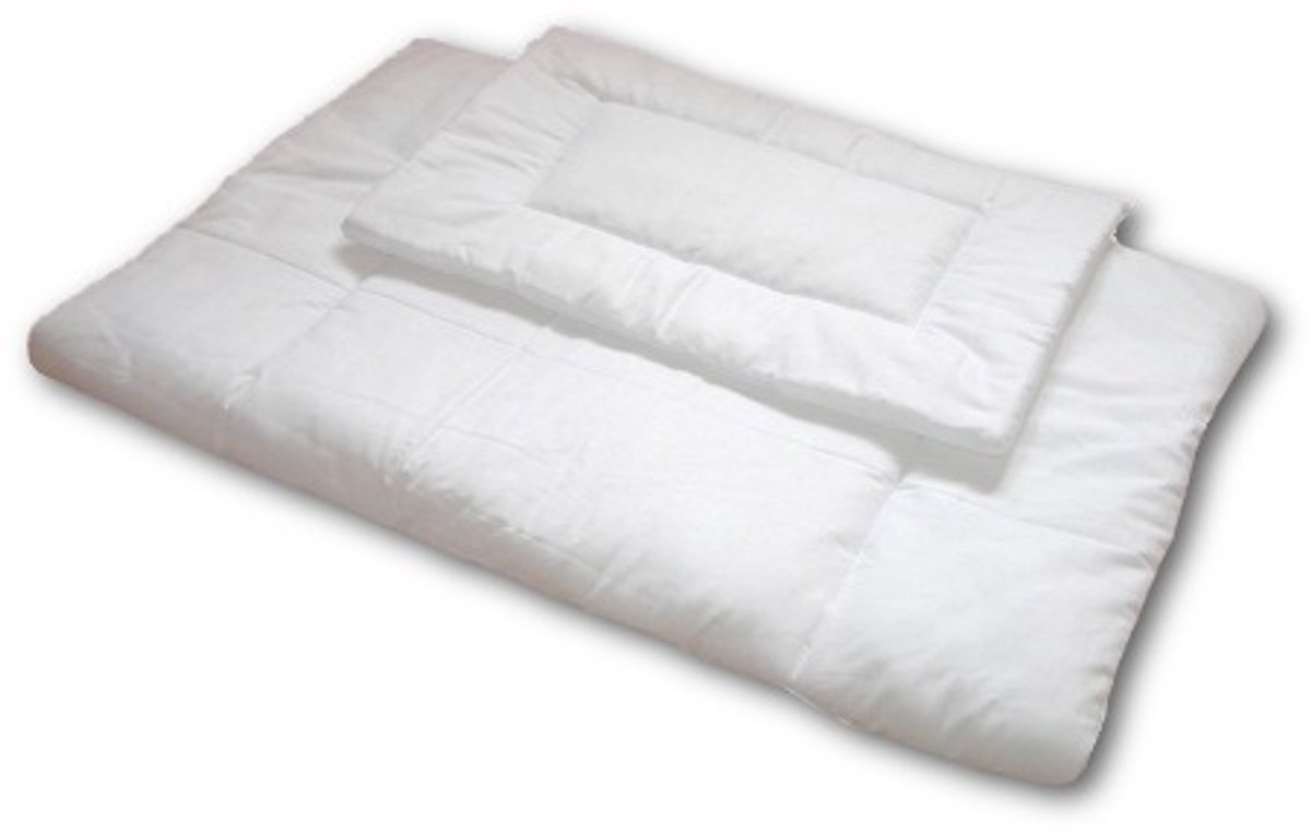 New Baby - Baby dekbedovertrek - Wit katoen 90x120 cm met kussen 60x40 cm - Beddengoed - Dekbedset - Anti-allergisch - Kinderkamer - Beddengoedset