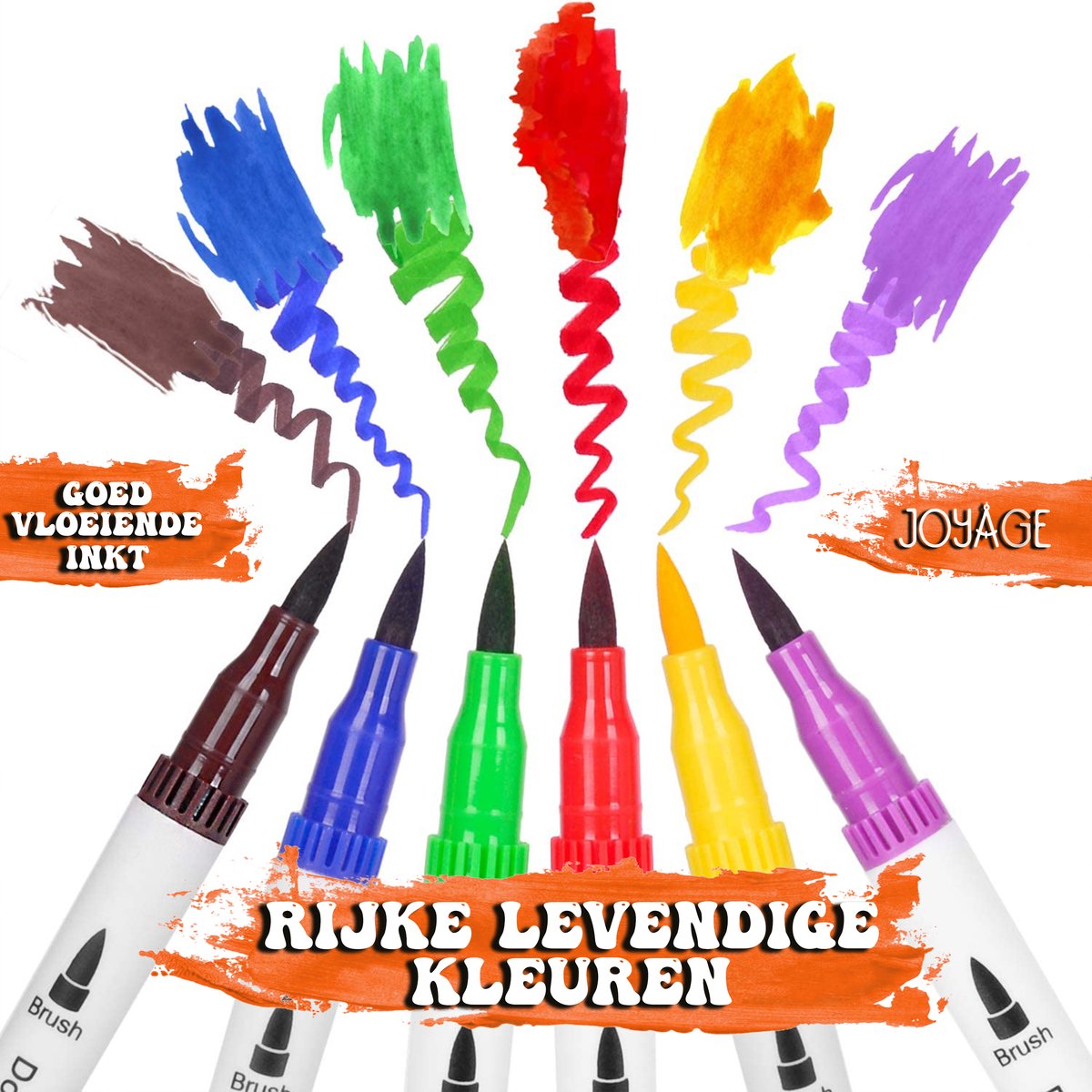 Joyage Twinmarkers Dual-tip markers – 36 stuks - Brush pennen & Fine liners - Fineliners kleur en Brushpennen set – Fineliner set – Twin markers – Stiften voor volwassenen twinmarker stiften kinderen – Penseelstiften Bullet journal pennen accesoires — afbeelding 2