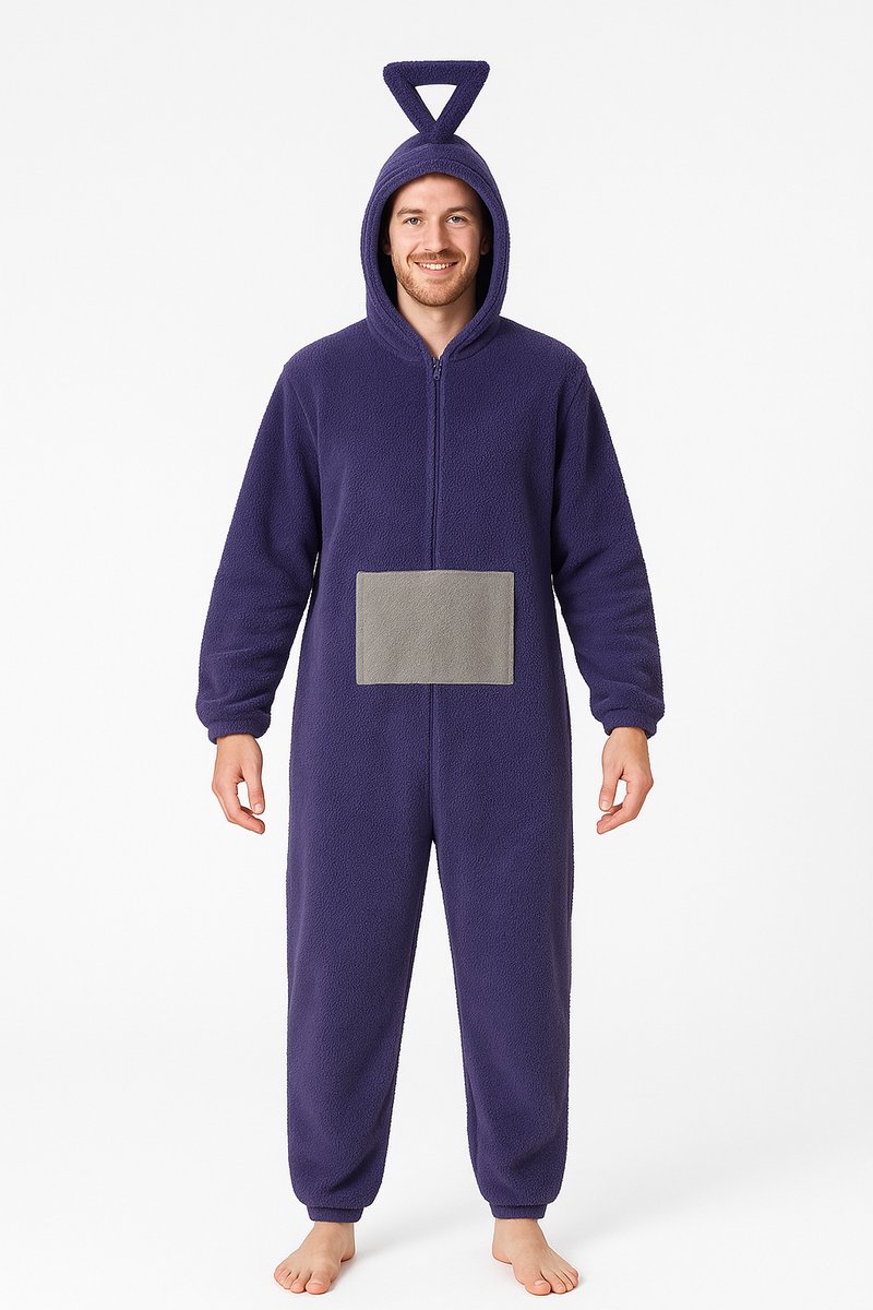 KrijgHonger® -TV BABY Onesie - Paars Verkleedkostuum Volwassenen - S (140-150cm) - Onesie Pyjama - Carnavalskleding - Verkleedkleding - Groepskostuum