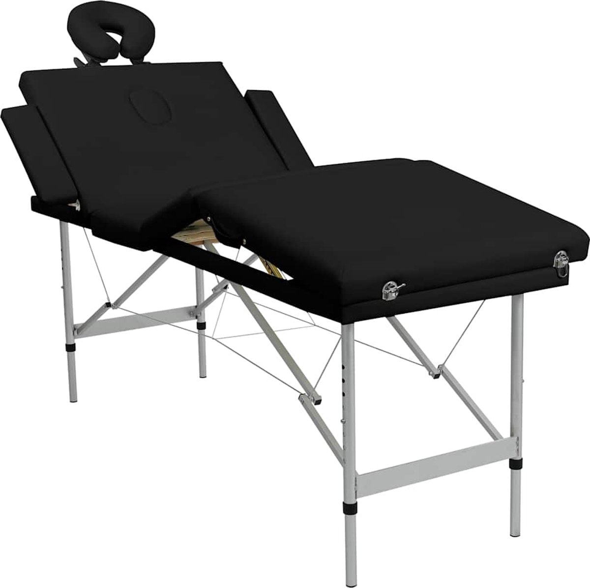 Goedkoopste vidaXL - Massagetafel - met - 4 - zones - inklapbaar - aluminum - frame - zwart