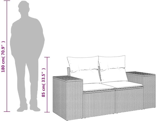 vidaXL-Tuinbank-2-zits-met-kussens-poly-rattan-beige