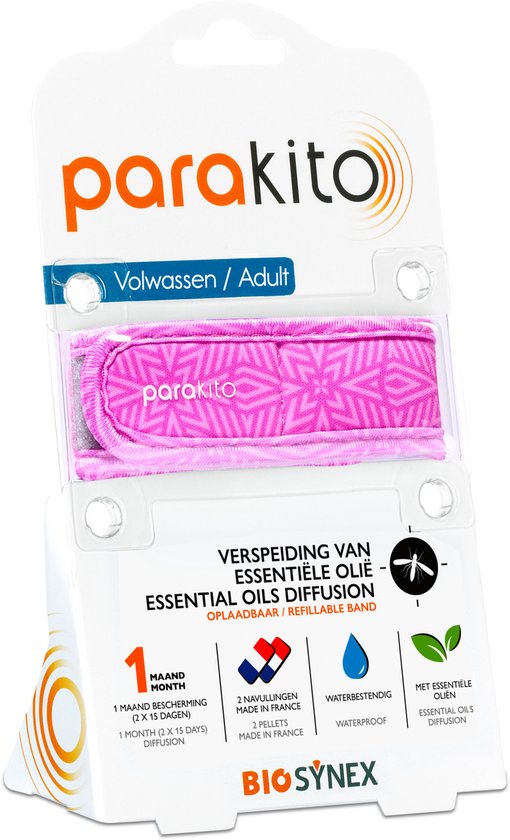 Parakito oplaadbare anti-muggen armband – zwart – navulbaar – violet