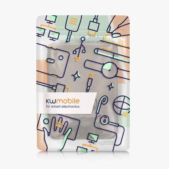 kwmobile e-reader hoesje geschikt voor Kobo Clara BW / Colour hoes - Ereader flip case met standaard - Kunstleren e reader cover - Kat Meow design in grijs / zwart van Merkloos — afbeelding 2