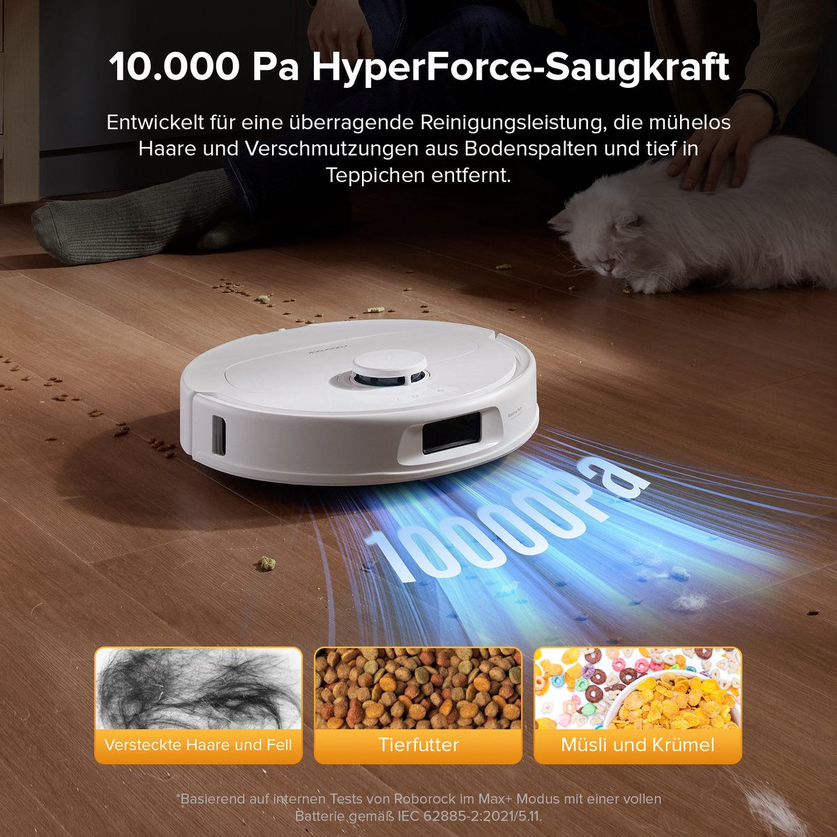 Afbeelding 2 van Roborock QV 35S Robotstofzuiger–10000 Pa zuigkracht– Dubbele anti-klitborstels– Slimme obstakelvermijding–Dubbele opklapbare– Draaiende dweilen– Automatisch dweilen–Zelfdrogend– Wit–Qrevo plus Upgrade