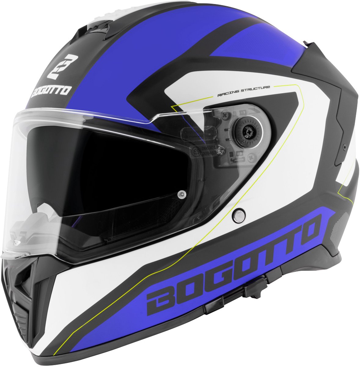 Bogotto FF122 BGT Wit Blauw Integraalhelm - Maat XL - Helm