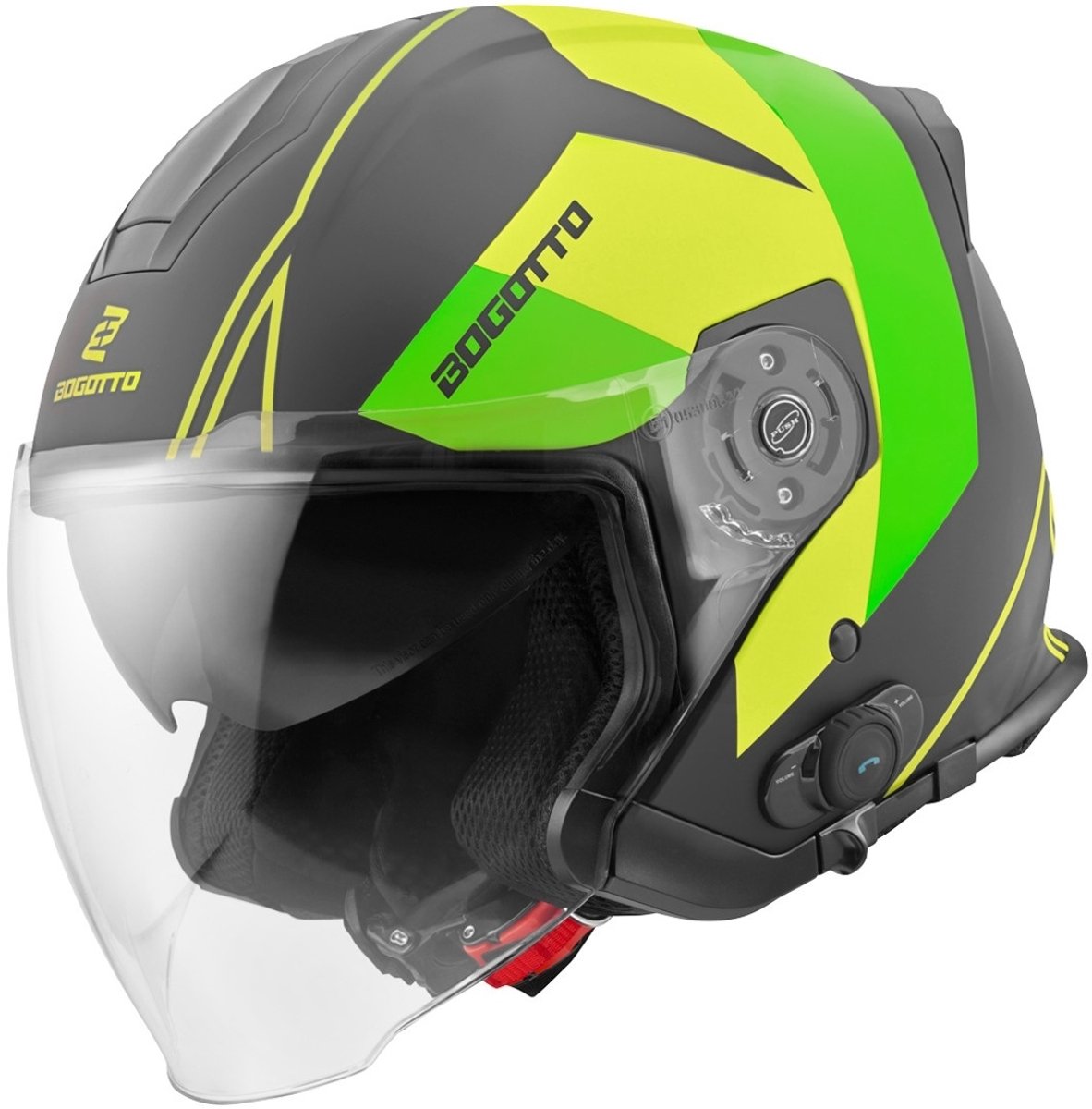Bogotto V586 Detri BT Zwart Groen Bluetooth Jethelm - Maat M - Helm