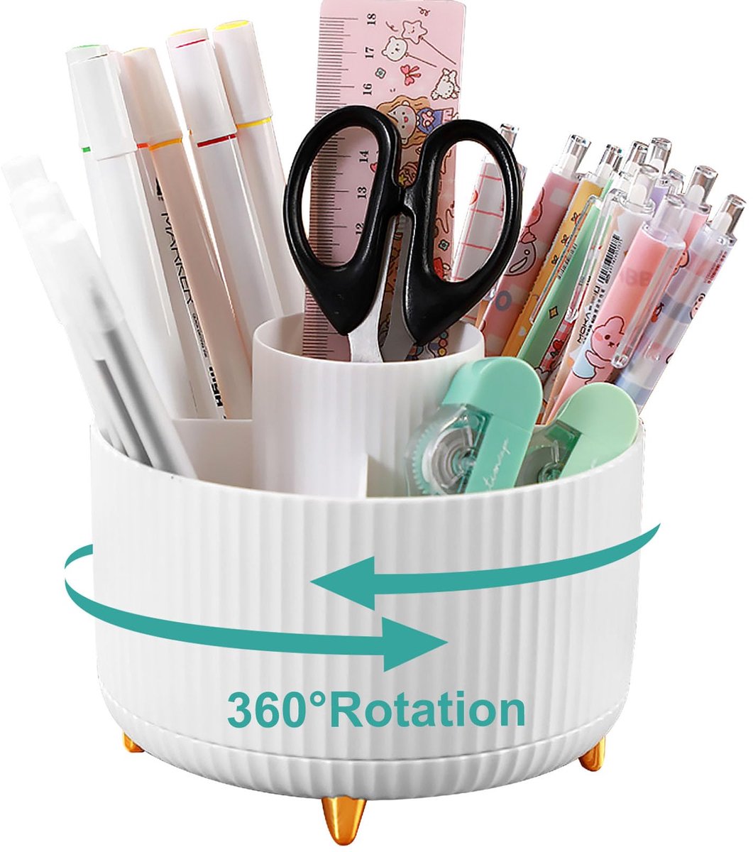 Ibenzoa® Bureau Organizer met 360 Graden Rotatie en Veelzijdige Opslagopties voor Alle Kantoorbenodigdheden