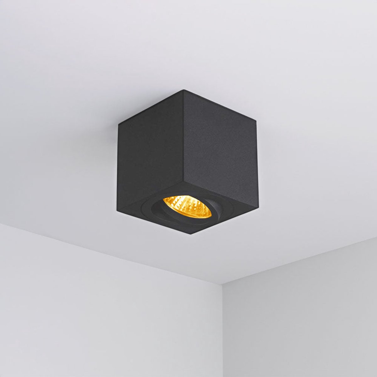 Opbouw spot armatuur zwart | 80x80mm | vierkant | dimbaar | GU10 fitting