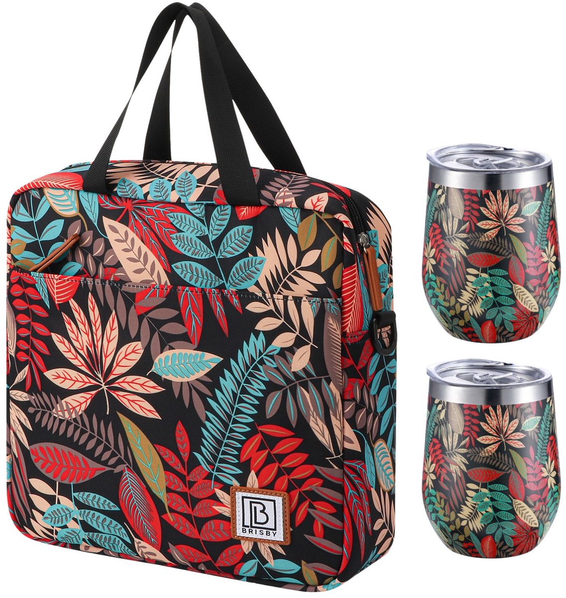 Brisby Koeltas 7L Jungle + 2 Brisby Thermosbekers Jungle – Complete Lunch-set voor Onderweg!