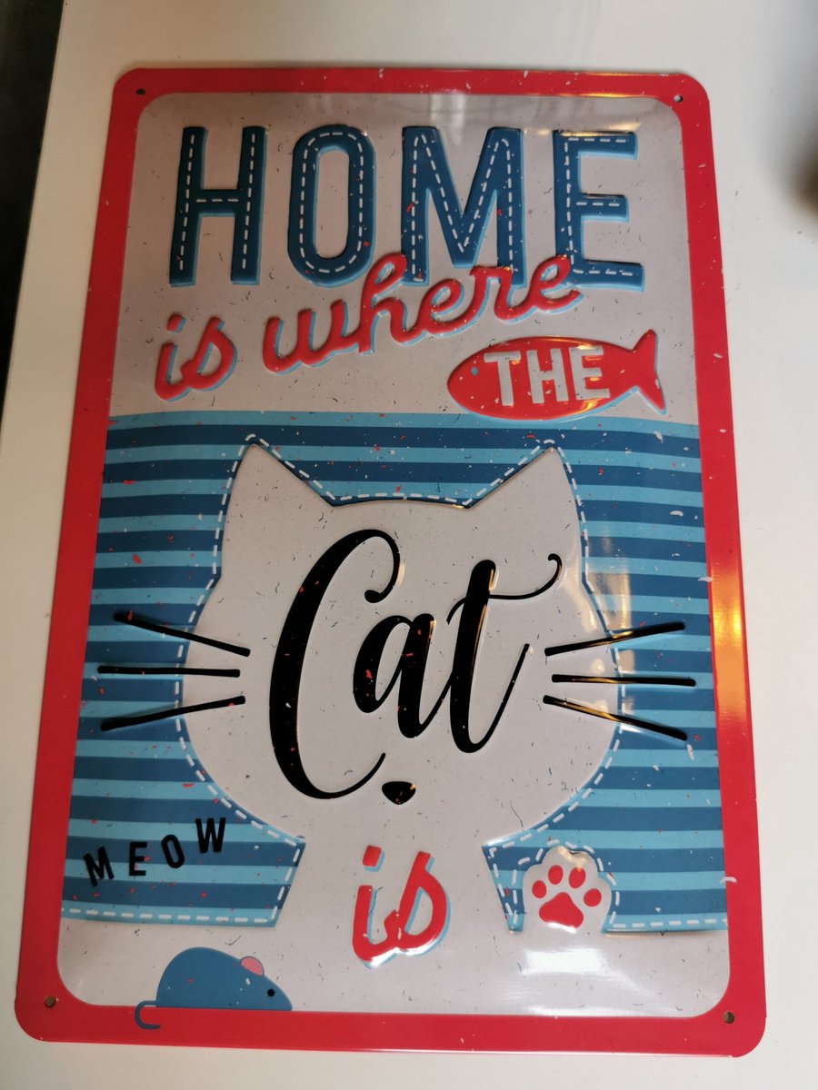 Katdootje - Retro katten bord Home is