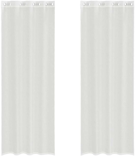 vidaXL - Rideaux - voile - avec - œillets - 2 - pièces - blanc
