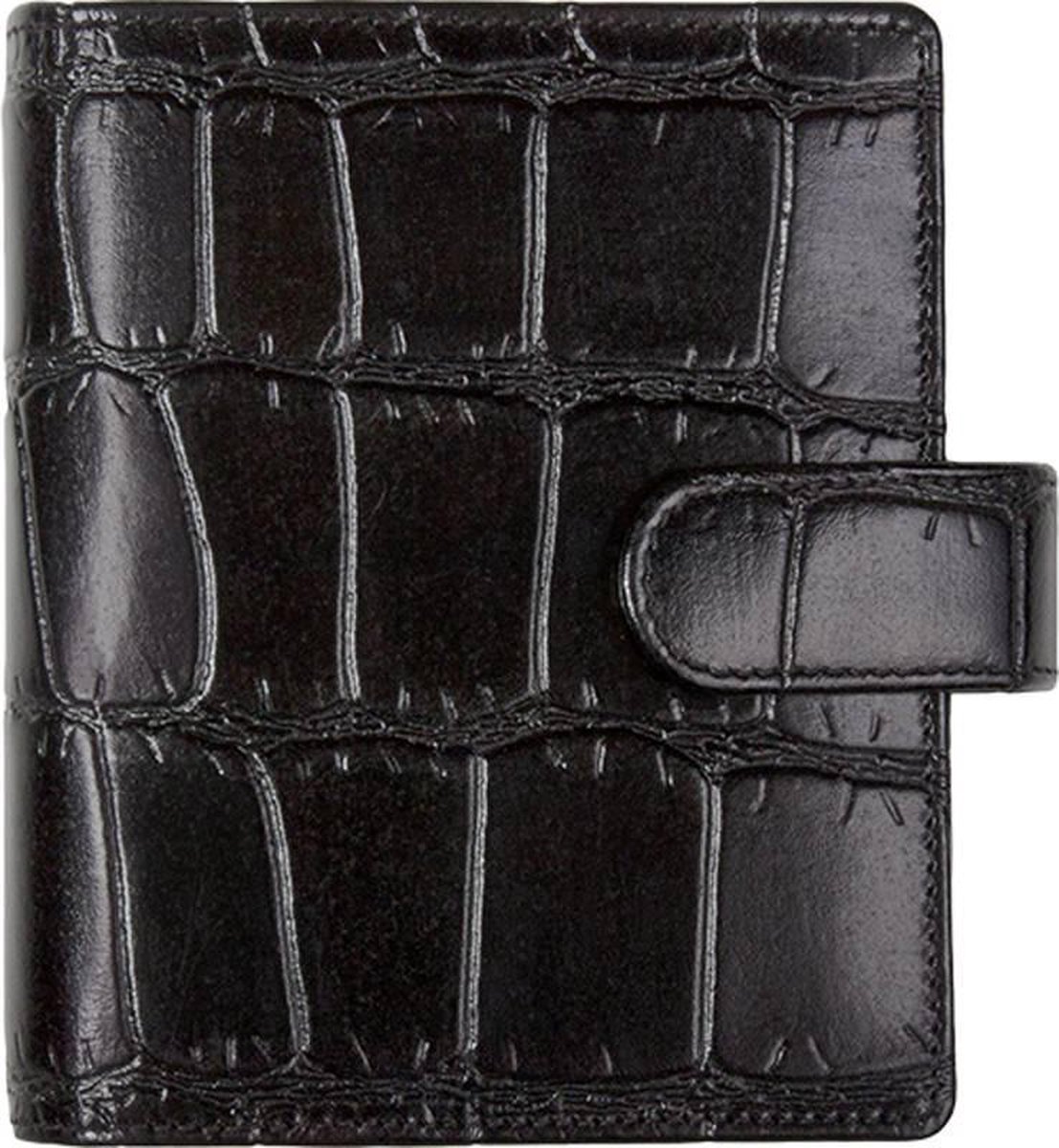 1311-Cy Pocket organizer – zwart leer met krokoprint 1 week per 2 paginas 2026-2027-2028