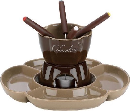 suiker Eenheid Mijnenveld Chocolade fondue 7-delig Fiore, Bruin - Kela | bol.com
