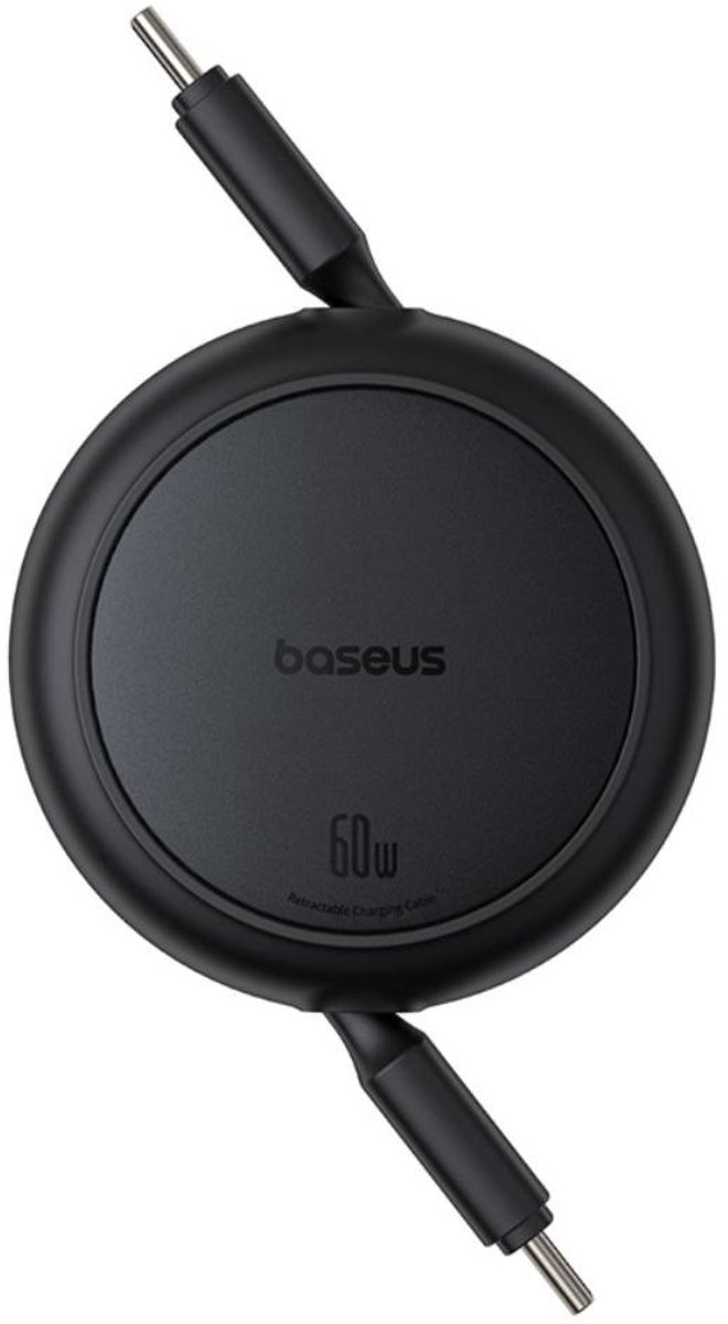 Baseus Mirror Mini Series Flexibele Stretch Snelle Laad Data Kabel Type-C naar Type-C 60W 1m Stel Zwart