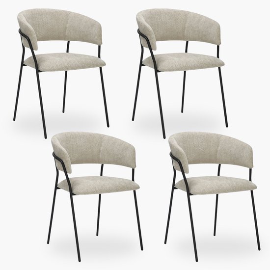 4x Chaise de salle à manger Mace - Velours beige