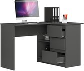 Hoekbureau Rechts B16 / Computerbureau / Computer Tafel / Bureautafel Rechts / Grafietgrijs / 124 x 77 x 85 cm