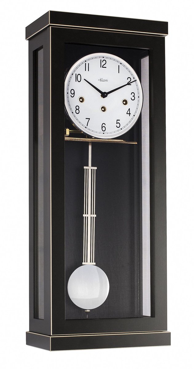Hermle 70989-740341 Progressieve wandklok 4 4 Westminster, zwart 57 cm x 22,5 cm x 13 cm