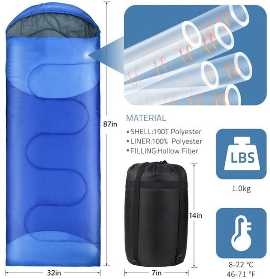 Unyqoos ® Comfortabele en Veelzijdige 3-Seizoenen Outdoor Slaapzak voor Kamperen, Wandelen en Reizen van Unyqoos — afbeelding 2