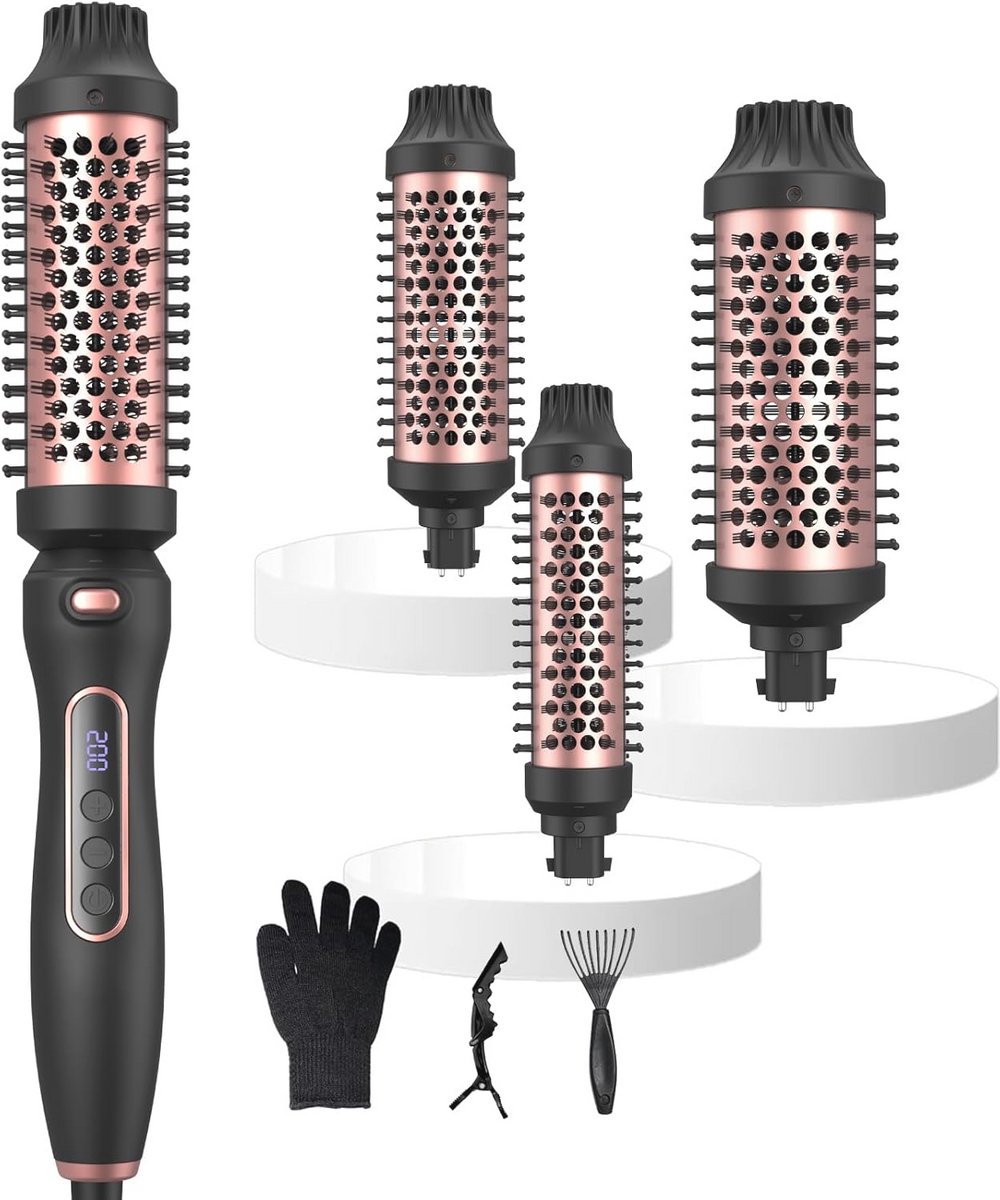 Thermische Borstelset 3-in-1 met Digitale Weergave 100-200 ℃ - Voor Volume en Krullen