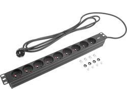 ACT Stekkerdoos PDU 19" CEE7/7 9-voudig type E, 3m H05VV-F 3G1.5 PD3023