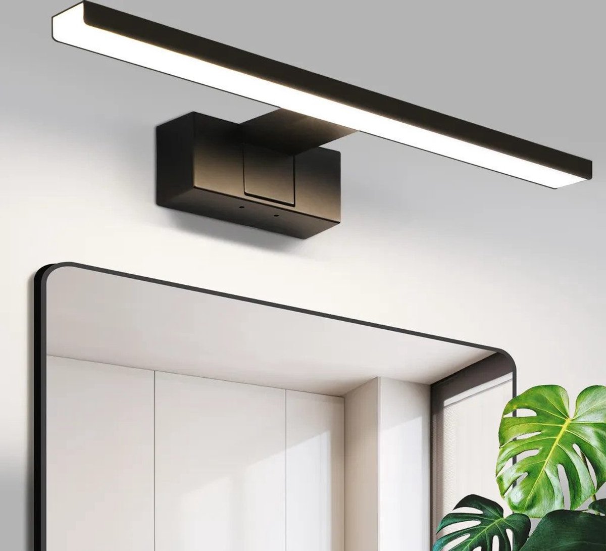 NETTLIFE LED Spiegellamp - badkamerlamp - zwart - 40CM - neutraal wit 4000K - 8W Badkamerverlichting - IP44 wandlamp - modern Spiegelverlichting - voor kelder | keuken | badkamermeubel