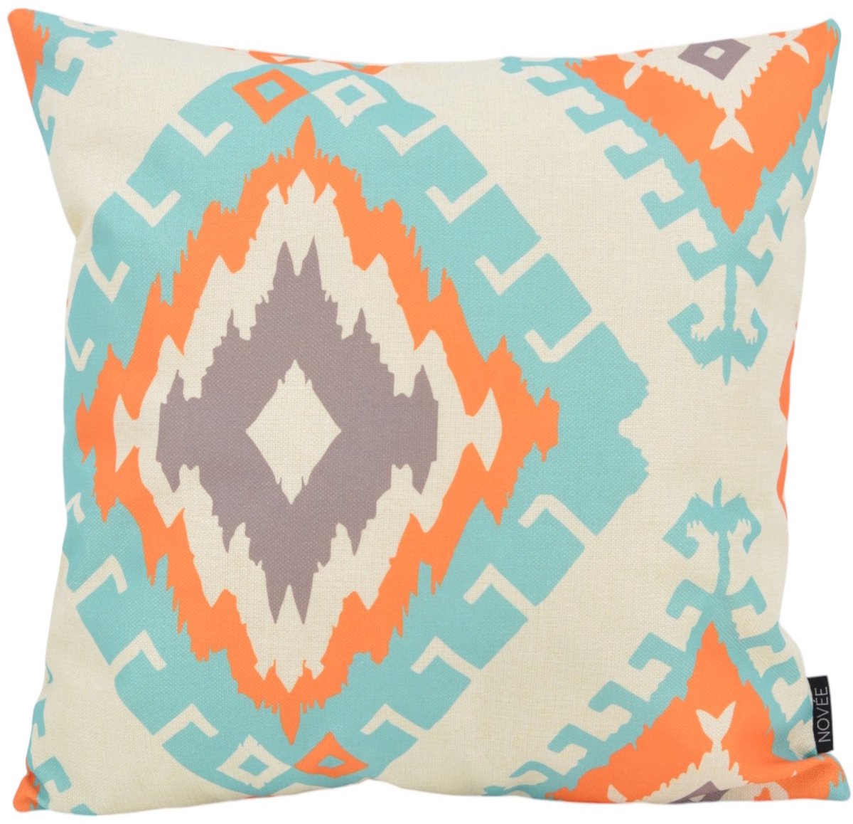 NOVÉE Ocean Vibe #2 - Outdoor Kussenhoes | 45x45 cm | Katoen/Polyester aqua-oranje
