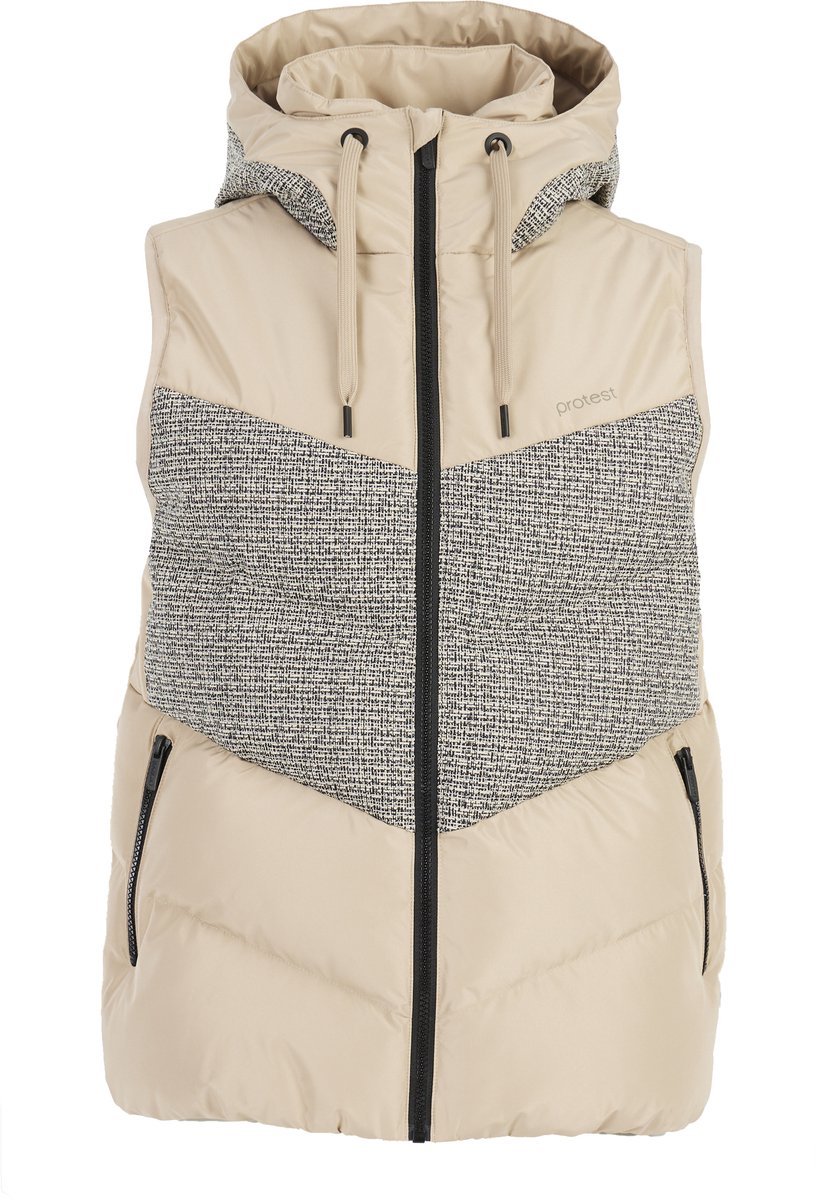 Protest Prtphar – Bodywarmer Dames – Ritssluiting – Capuchon Beige